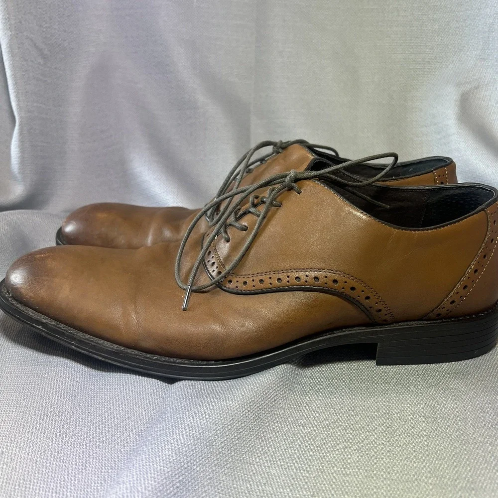 Aston Grey Collection Size 11.5 Men's Leather Oxford Lace Up Dress shoes - Brown
